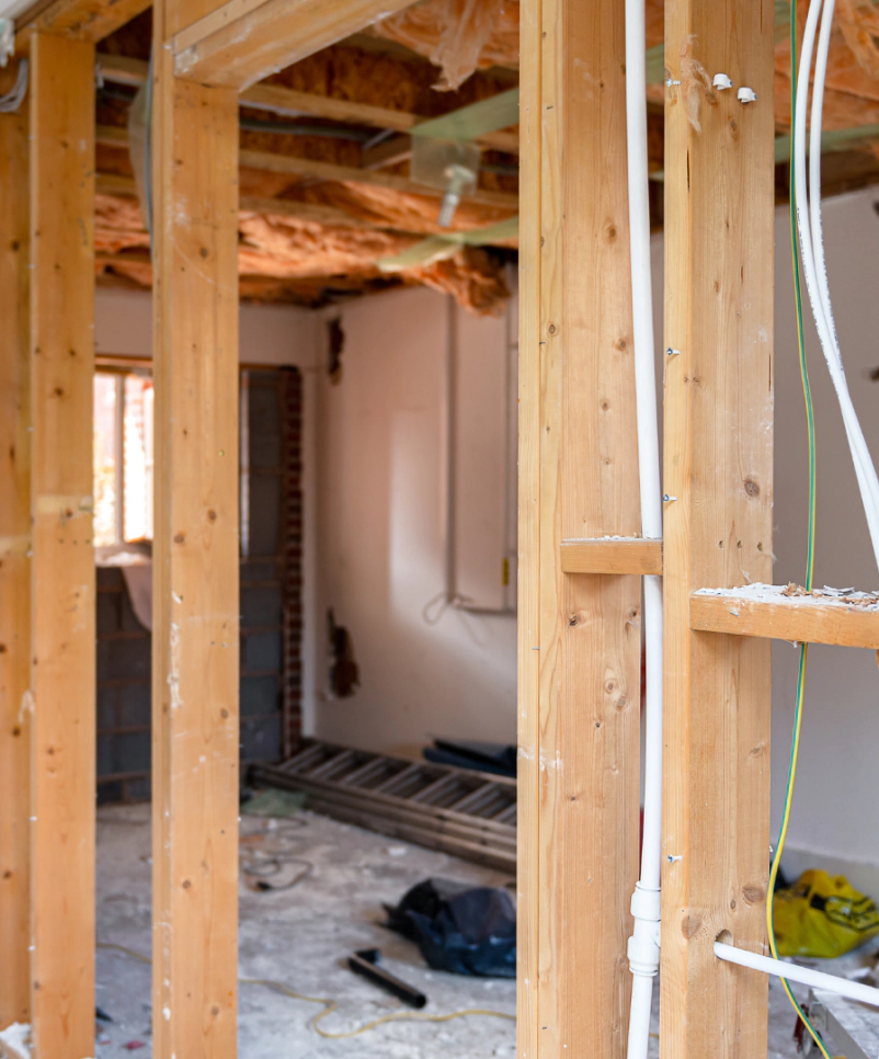 stick frame garag in process